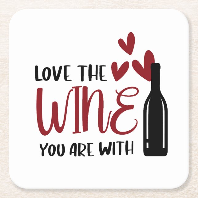 Liebe der Wein Sie sind mit Funny Rechteckiger Pappuntersetzer (Vorderseite)
