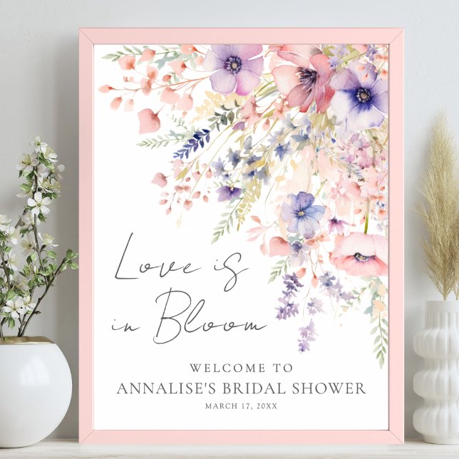 Liebe der Wildblume im blutblühenden Brautparty Poster (Wildflower Love In Bloom Floral Bridal Shower Poster )
