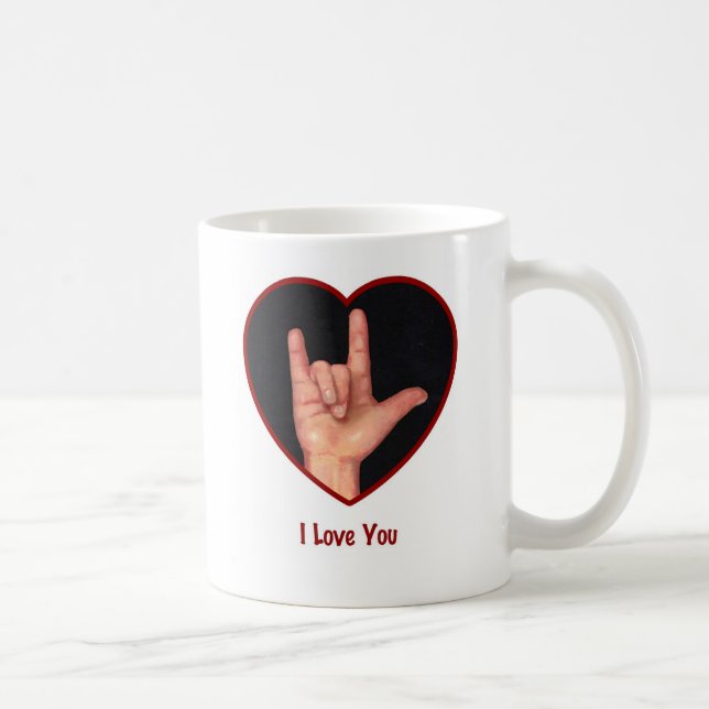 LIEBE DER ZEICHEN-SPRACHENi SIE HERZ, HAND Kaffeetasse (Rechts)