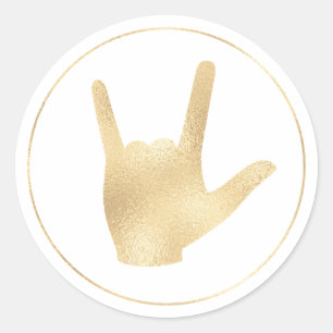 Liebe der Zeichen-SprachImitat-Goldfolien-I Sie Runder Aufkleber