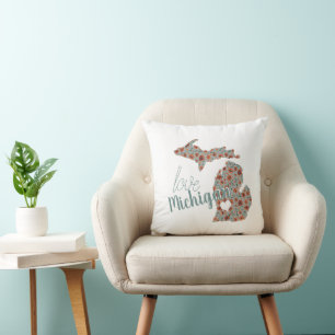 Liebe Der Zuhause-Staat von Michigan Poppies Blume Kissen