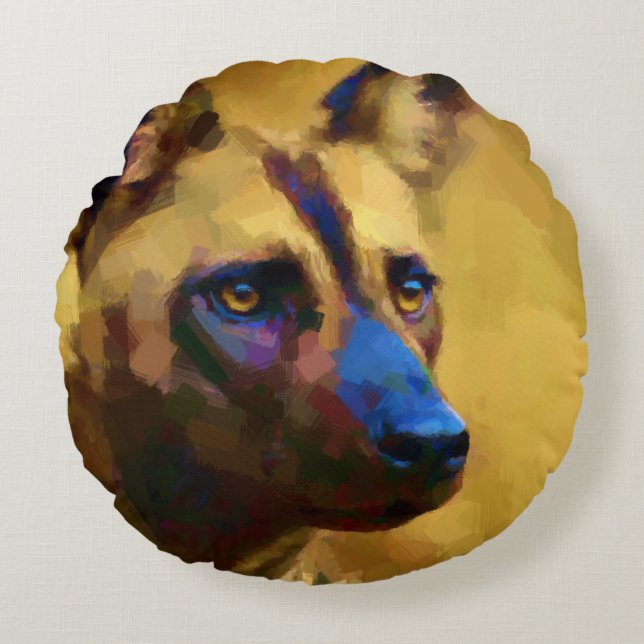 Liebe des Afrikanischen Wildhundes Rundes Kissen (Vorderseite)