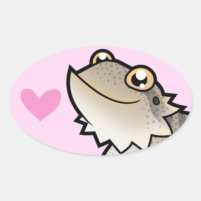 Liebe des bärtigen Drachen Ovaler Aufkleber (Vorderseite)
