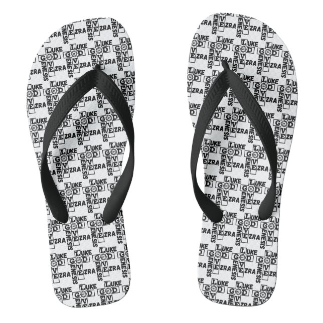 Liebe des biblischen Kreuzworträts "All over Unise Flip Flops (Fußbett)