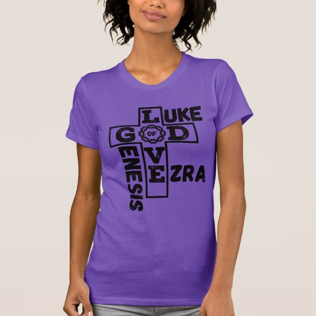 Liebe des biblischen Kreuzworträts der Frauen T-Shirt (Vorderseite)