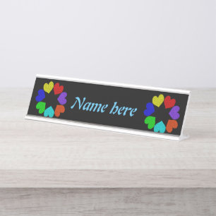 Liebe des Blumenbogens Herz Personalisiert Schreibtischnamensplakette
