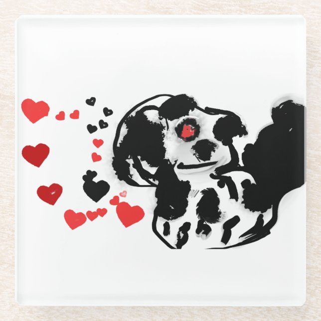 Liebe des Dalmatiners Glasuntersetzer (Vorderseite)