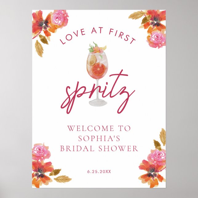 Liebe des ersten Spritz-Brautparty Begrüßungszeich Poster (Vorne)