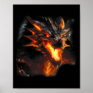 Liebe des Feuerdrachen Kopf Mythische Drache atmen Poster