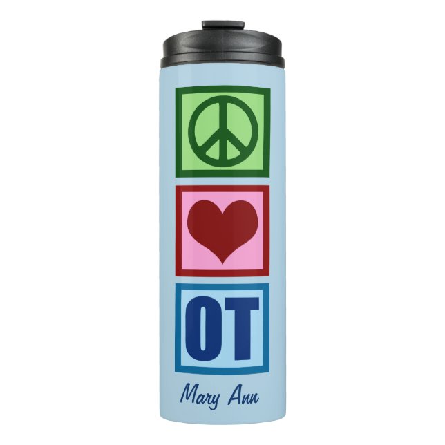 Liebe des Friedens bei der Arbeitstherapie Thermosbecher (Vorderseite)