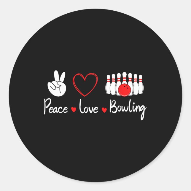 Liebe des Friedens Bowling Niedlich Bowling Lover Runder Aufkleber (Vorderseite)