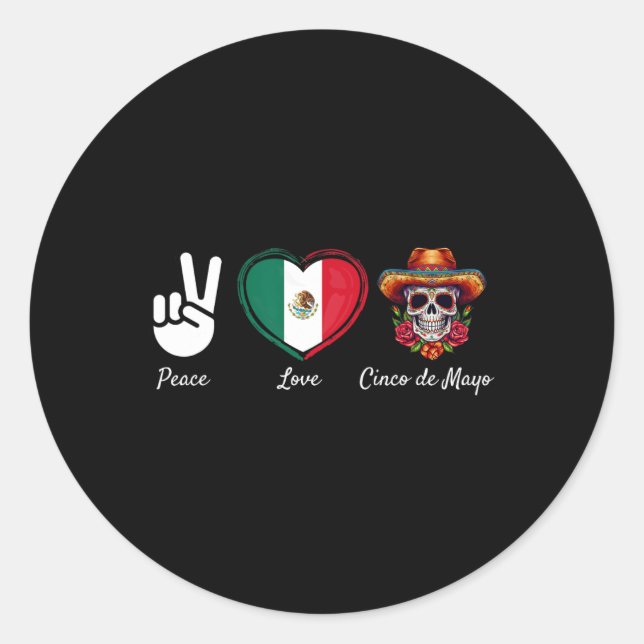 Liebe des Friedens Cinco De Mayo Runder Aufkleber (Vorderseite)