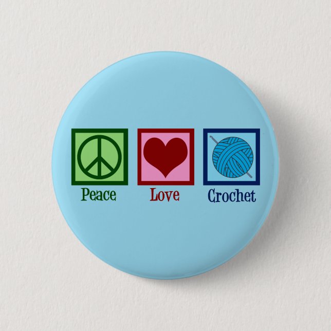 Liebe des Friedens Crochet Niedlich Blue Crochet Button (Vorderseite)