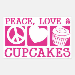 Liebe des Friedens Cupcakes Rechteckiger Aufkleber