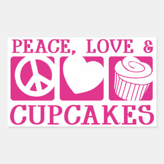 Liebe des Friedens Cupcakes Rechteckiger Aufkleber