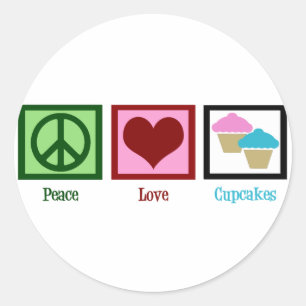 Liebe des Friedens Cupcakes Runder Aufkleber