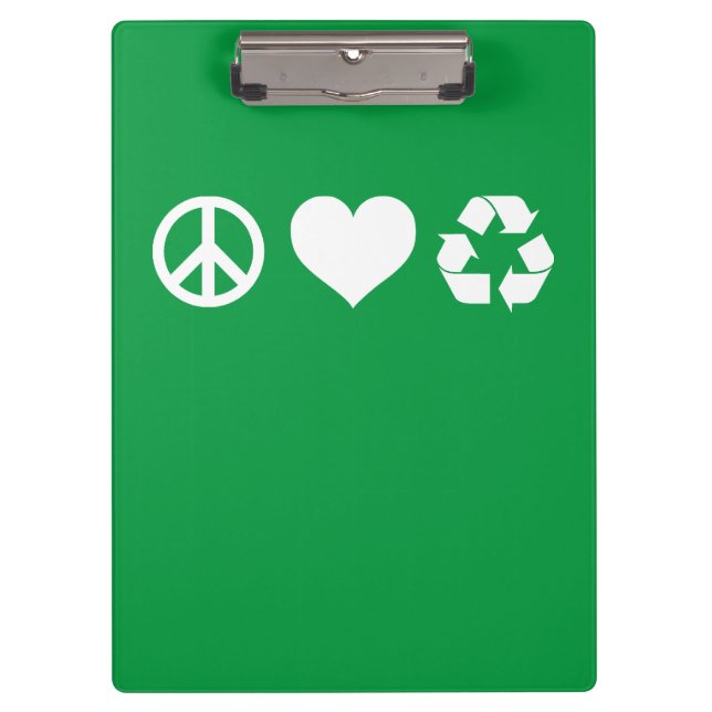 Liebe des Friedens Gerecycelt Klemmbrett (Vorderseite)