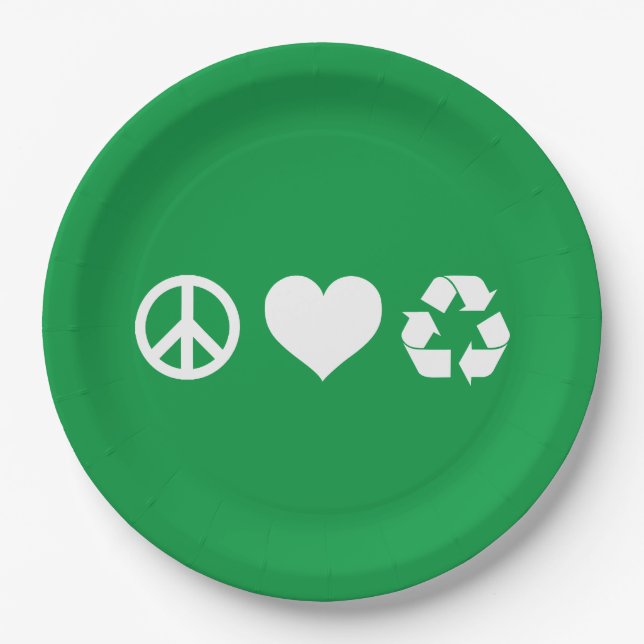 Liebe des Friedens Gerecycelt Pappteller (Vorderseite)