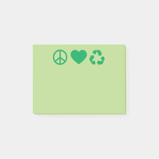 Liebe des Friedens Gerecycelt Post-it Klebezettel (Vorderseite)