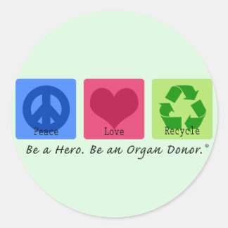 Liebe des Friedens Gerecycelt Runder Aufkleber