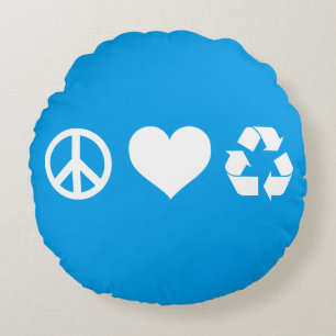 Liebe des Friedens Gerecycelt Rundes Kissen