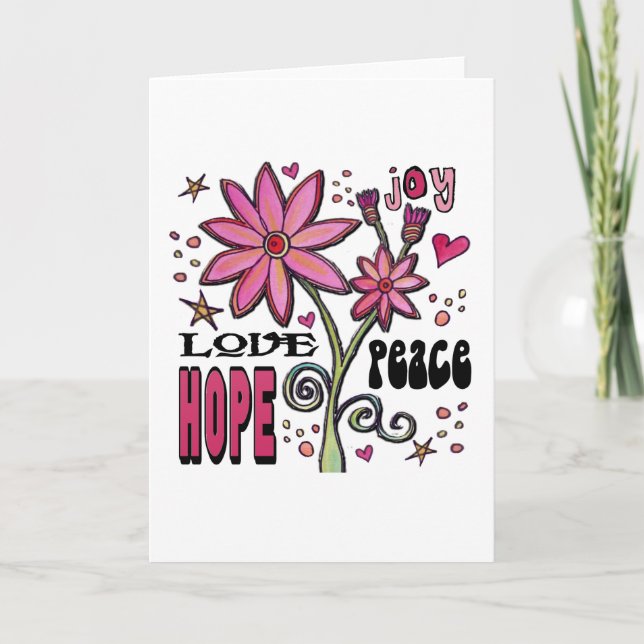 Liebe des Friedens Hoffnung und Blume Karte (Vorderseite)