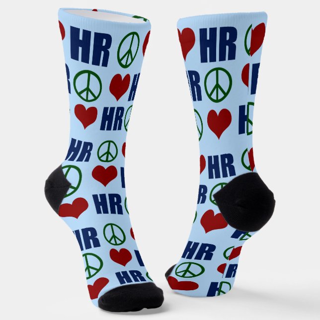 Liebe des Friedens Niedliche Humanressourcen Blau Socken (Gewinkelt)