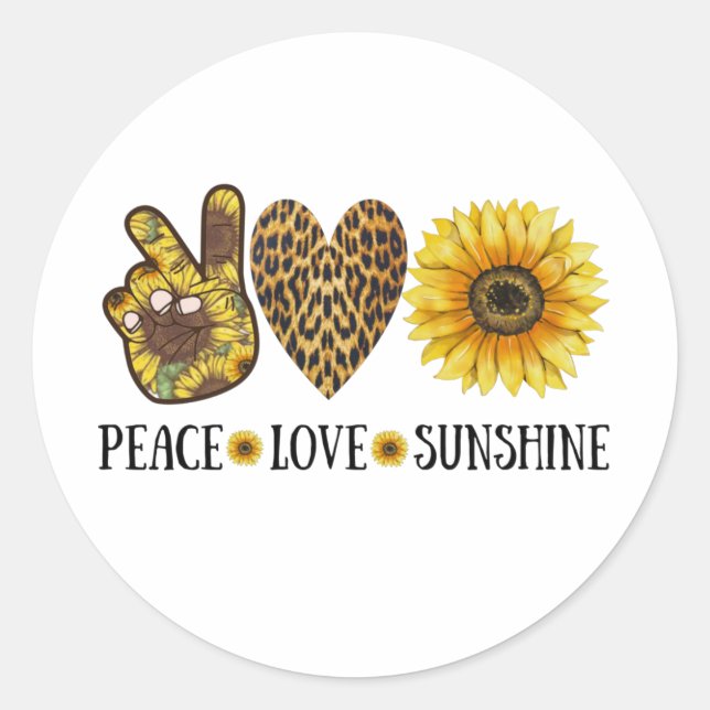 Liebe des Friedens Sonnenschein, Sonnenblume, Blum Runder Aufkleber (Vorderseite)
