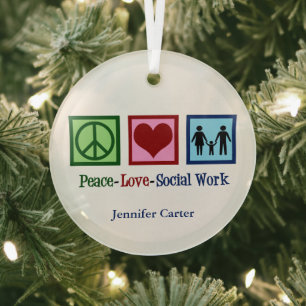 Liebe des Friedens Sozialarbeit Personalisiert Soz Ornament Aus Glas