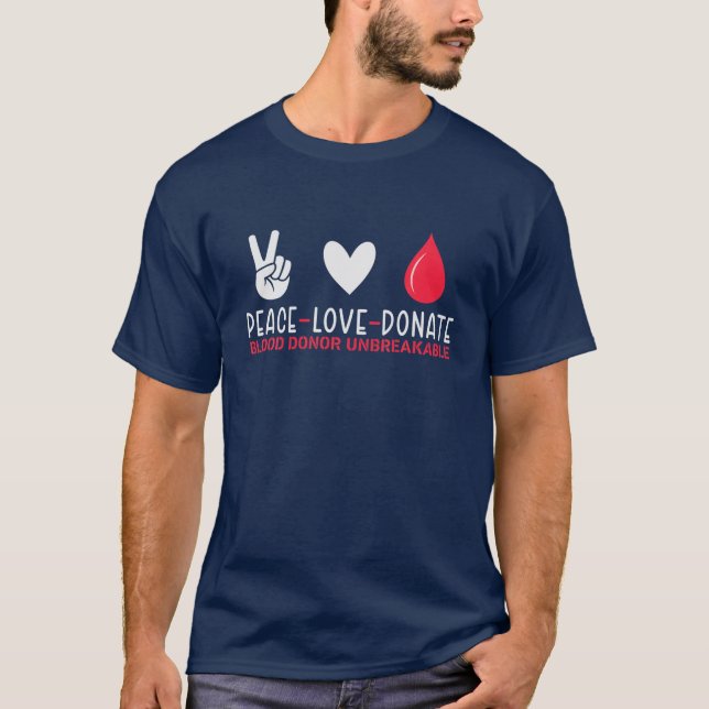 Liebe des Friedens spenden Blutphlebotomie Weltblu T-Shirt (Vorderseite)