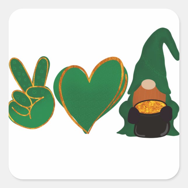 Liebe des Friedens | St Patrick's Day Sublimation Quadratischer Aufkleber (Vorderseite)