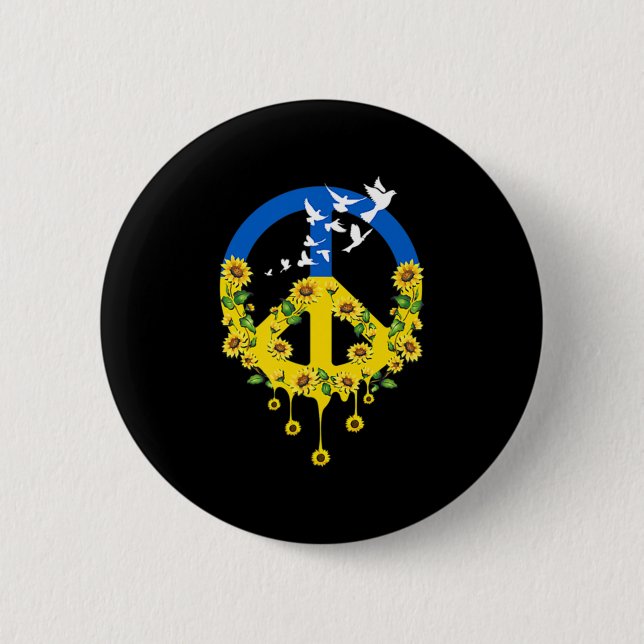 Liebe des Friedens Ukraine Dove Ukraine Sonnenblum Button (Vorderseite)