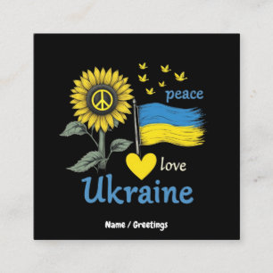 Liebe des Friedens Ukraine Sonnenblumenflagge mit Quadratische Visitenkarte