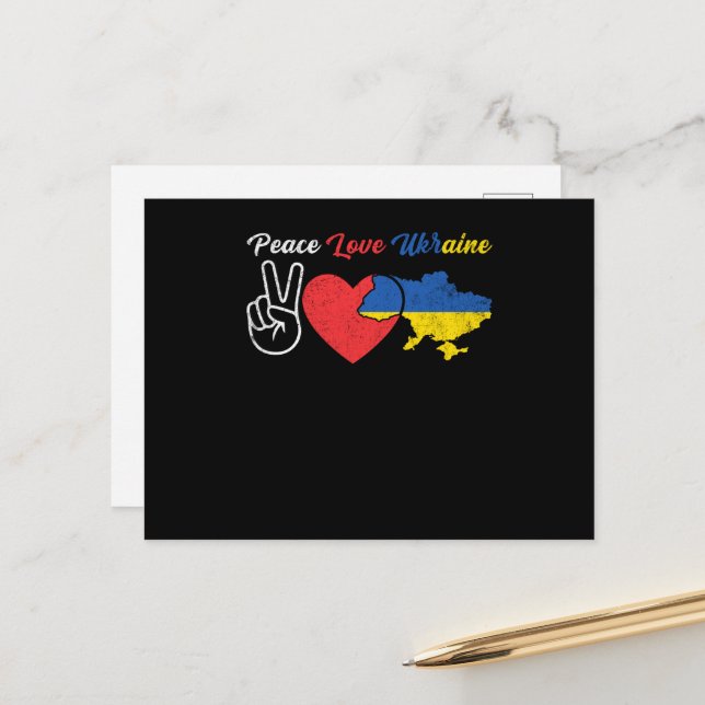 Liebe des Friedens Ukraine ukrainische Flagge Herz Postkarte (Vorderseite/Rückseite Beispiel)