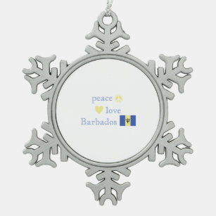 Liebe des Friedens und Barbados Schneeflocken Zinn-Ornament