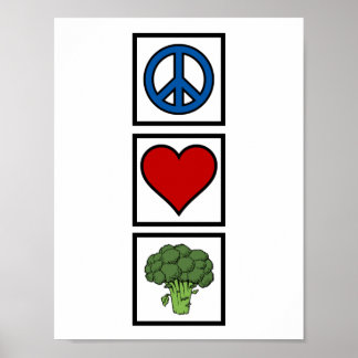 Liebe des Friedens und Broccoli Poster