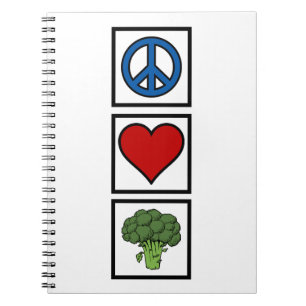 Liebe des Friedens und Broccoli Spiral Bound Notizblock