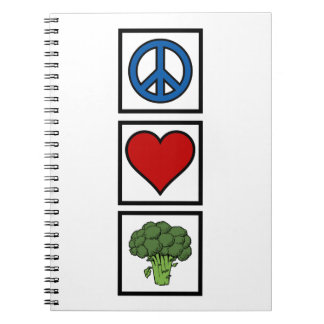 Liebe des Friedens und Broccoli Spiral Bound Notizblock