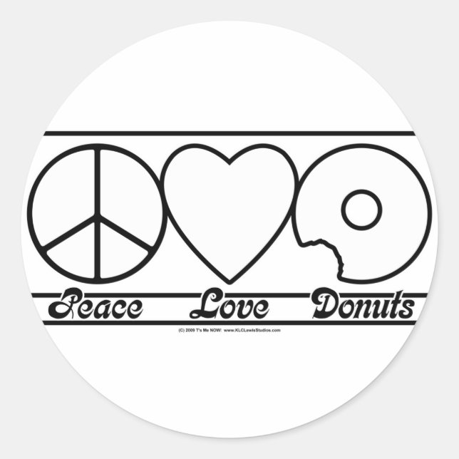Liebe des Friedens und Donuts Runder Aufkleber (Vorderseite)