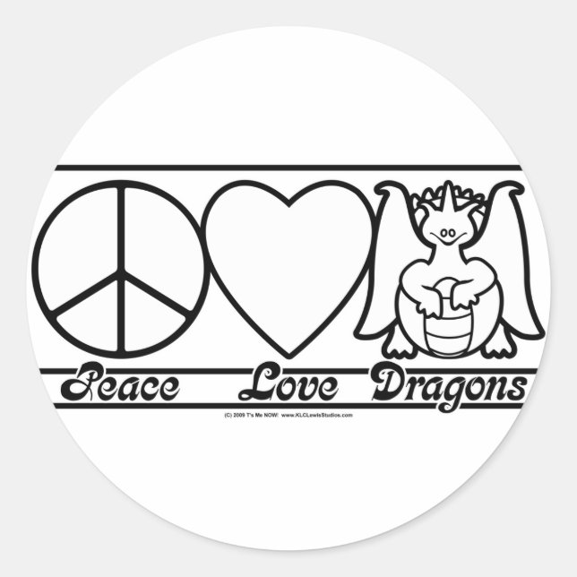 Liebe des Friedens und Drachen Runder Aufkleber (Vorderseite)