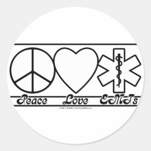Liebe des Friedens und EMT Runder Aufkleber