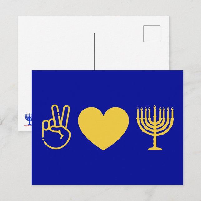 Liebe des Friedens und Hanukka | Gold Version Postkarte (Vorne/Hinten)