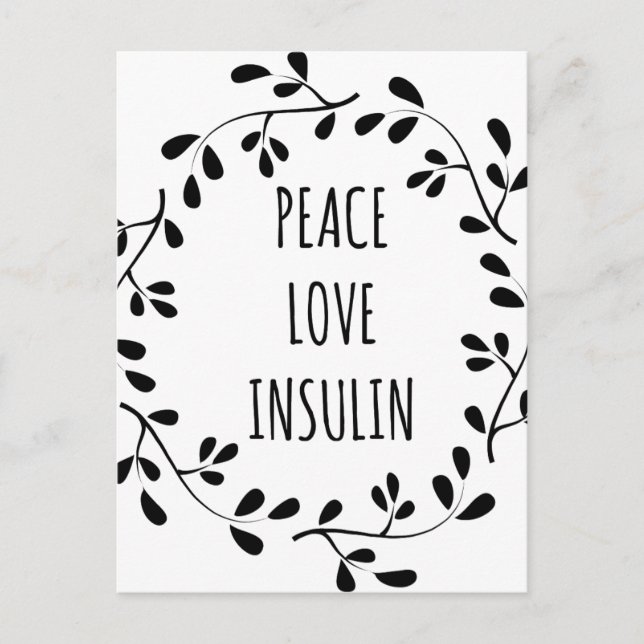 Liebe des Friedens und Insulin Postkarte (Vorderseite)
