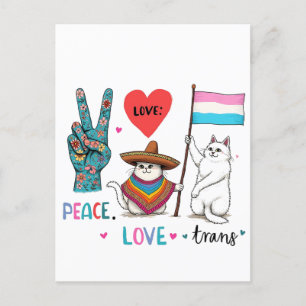 Liebe des Friedens und Trans LGBTQ Transgender Ankündigungspostkarte