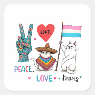 Liebe des Friedens und Trans LGBTQ Transgender Quadratischer Aufkleber
