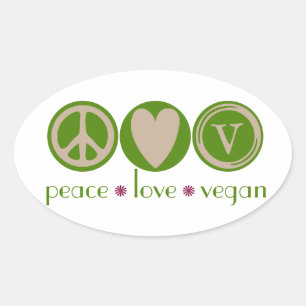 Liebe des Friedens Vegan Ovaler Aufkleber