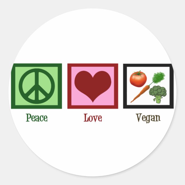 Liebe des Friedens Vegan Runder Aufkleber (Vorderseite)