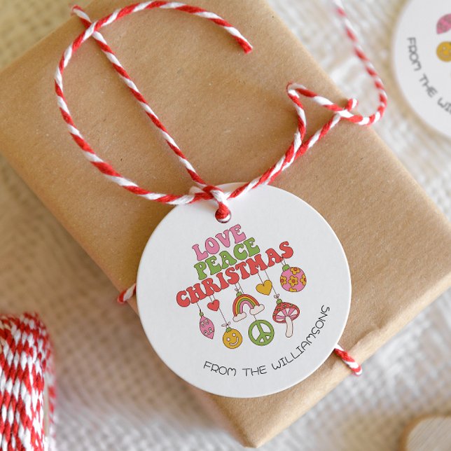 Liebe des Friedens Weihnachten | Groovy Holiday-Ge Geschenkanhänger (Von Creator hochgeladen)