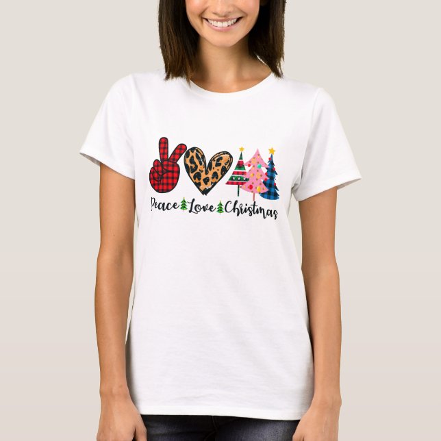 Liebe des Friedens Weihnachten in Rosa Grün T-Shirt (Vorderseite)