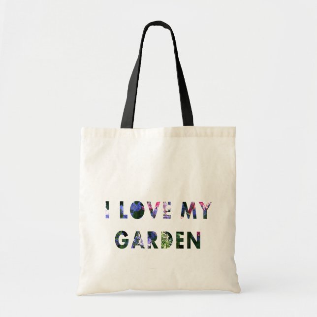 Liebe des Gärtner-I mein Garten-Blumentext Tragetasche (Vorne)